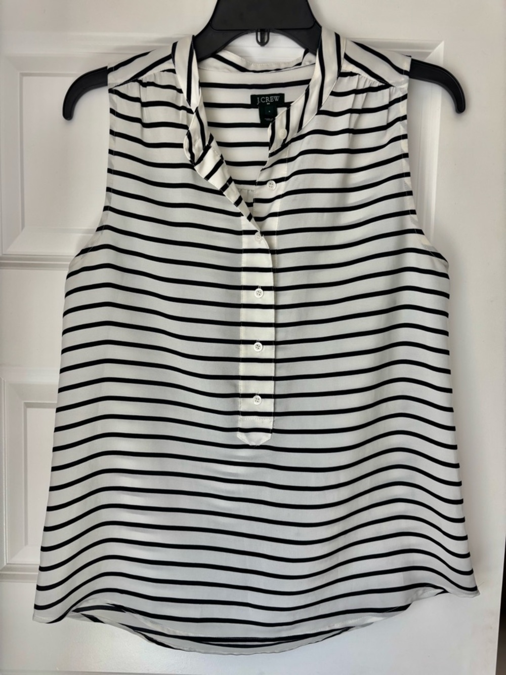 J.Crew Sleeveless Striped Blouse White Button Front Size 4